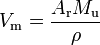 V_{\rm m} = \frac{A_{\rm r}M_{\rm u}}{\rho}